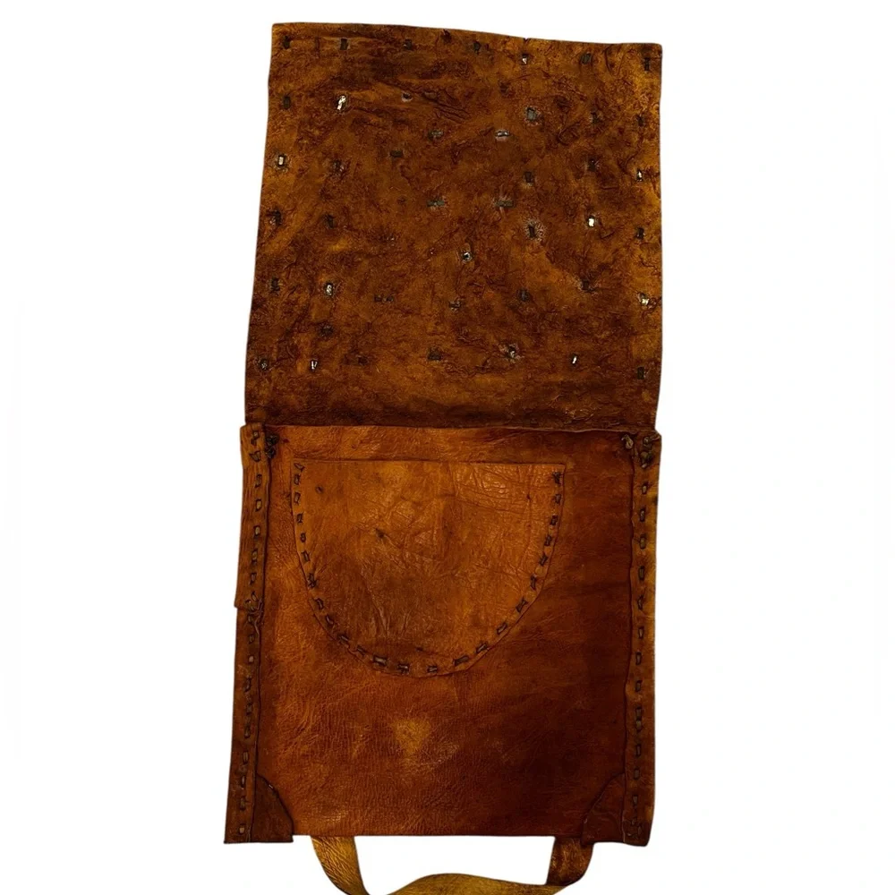 Antique Moroccan Berber Leather Bag Handmade Folk Tribal Occult Pouch OOAK